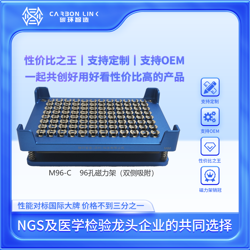 ALPAQUA磁力架进口平替碳环智造96孔板磁力架96磁力架自动化仪器(M96-C双侧吸附）