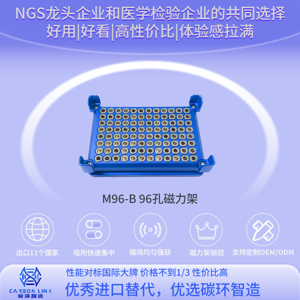 磁力架销冠碳环智造96孔磁力架自动化仪器磁力架96孔环形磁力架